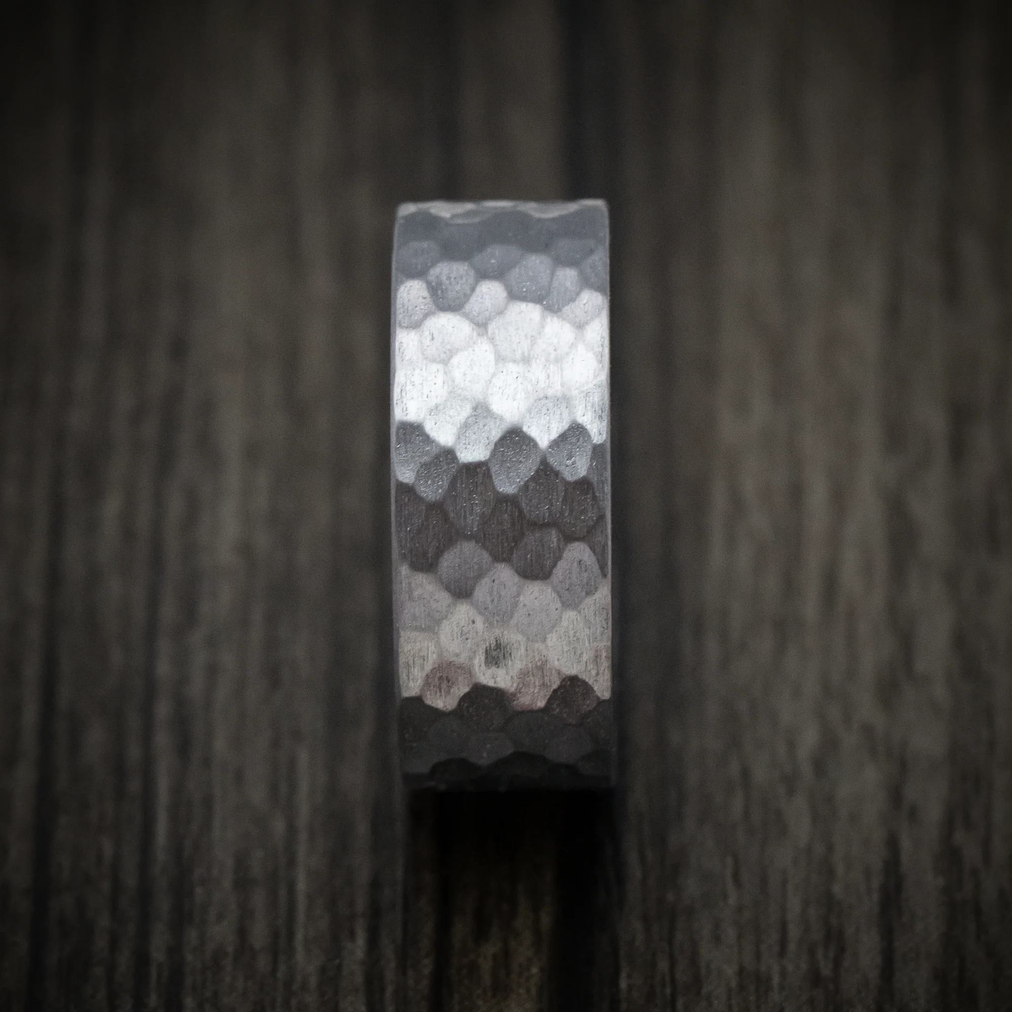 Hammered Tantalum Men's Ring with Wood Sleeve - Image 3