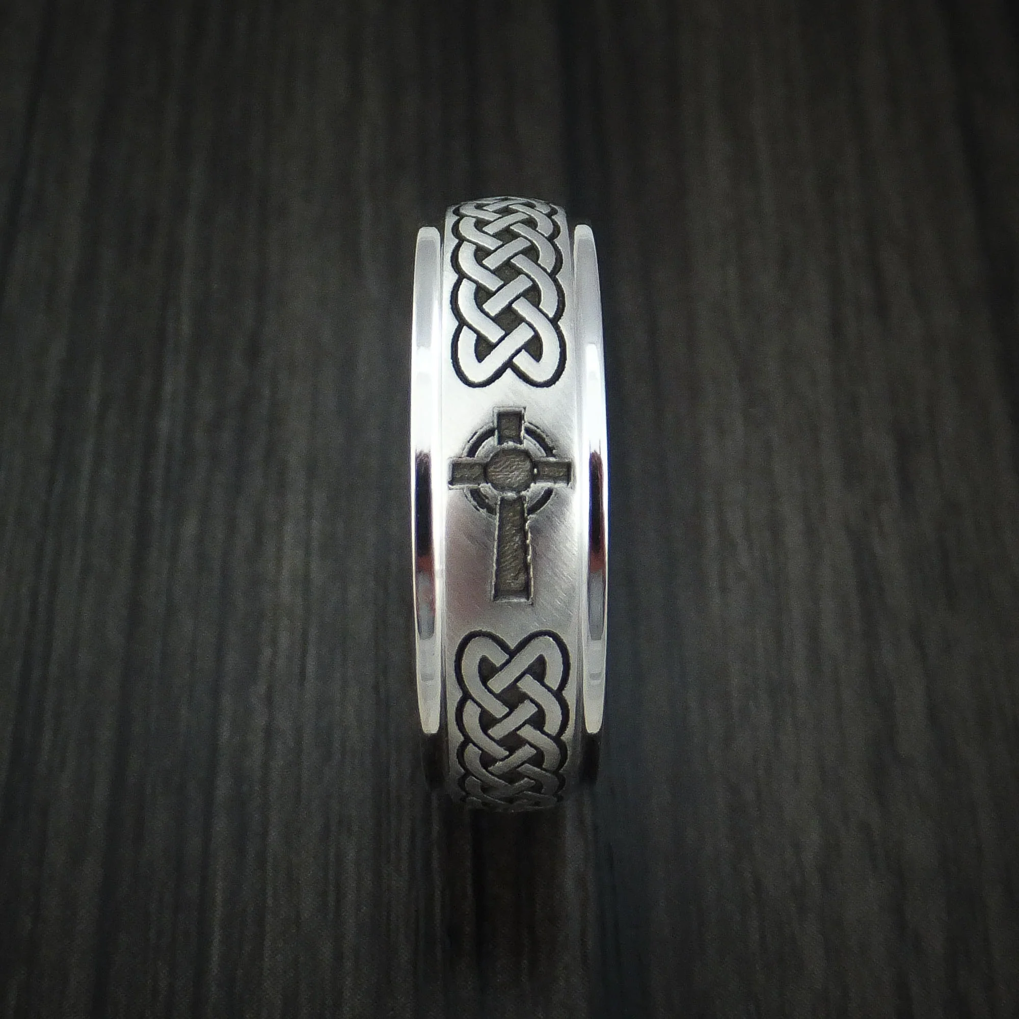 Inconel Celtic Band Irish Knot Cross Men's Ring Carved Pattern Design - Image 3
