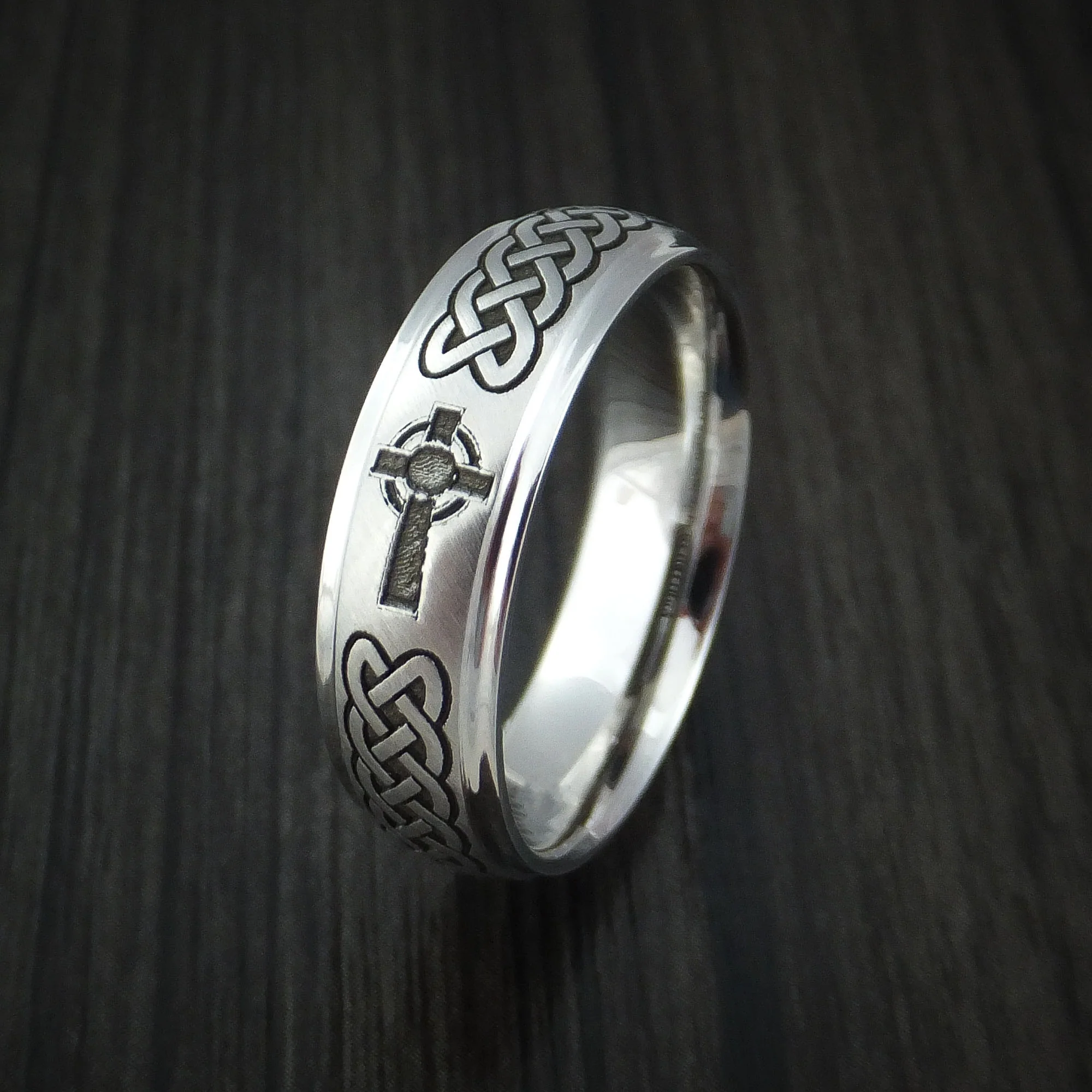 Inconel Celtic Band Irish Knot Cross Men's Ring Carved Pattern Design - Image 4