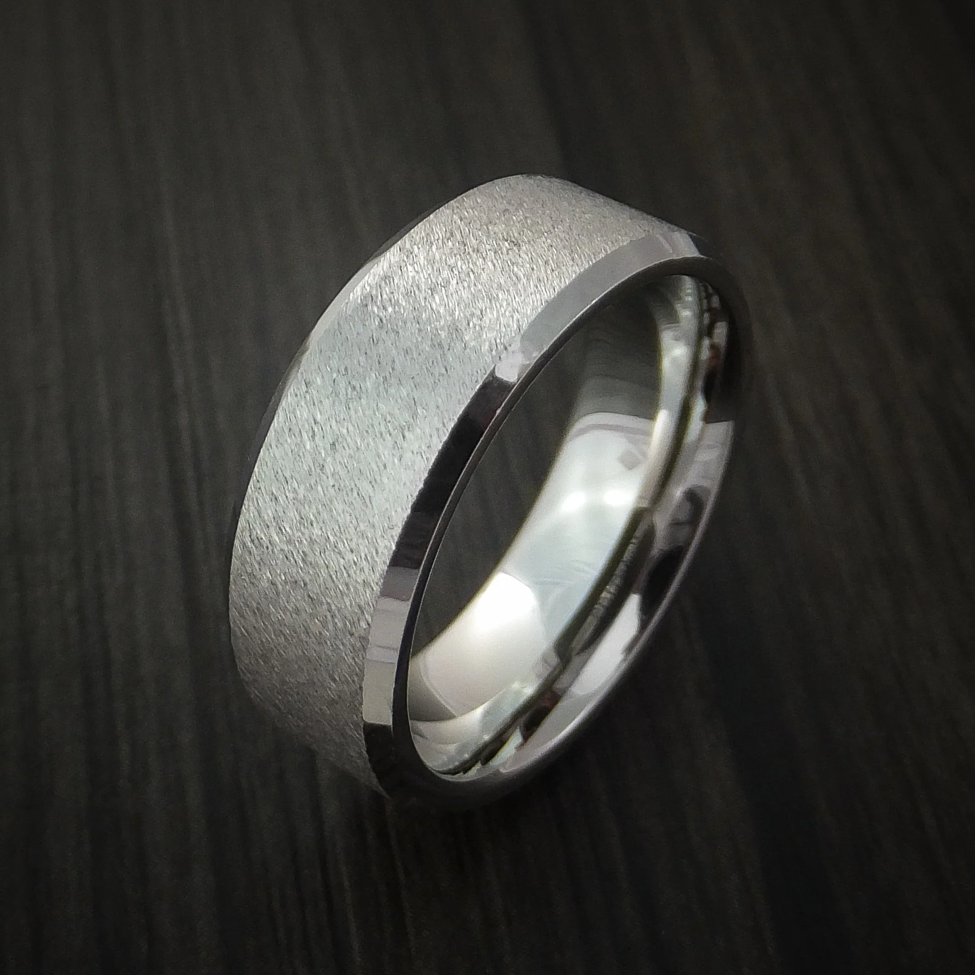 Inconel Men's Ring with Unique Angle Stone Finish Custom Made Band - Image 4