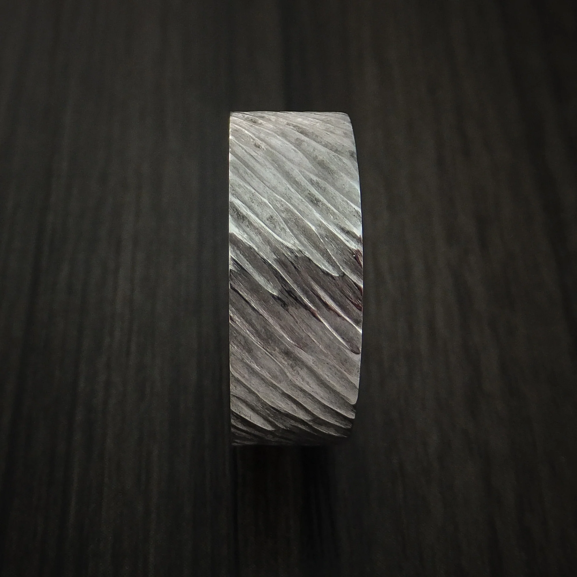 Inconel Tree Bark Band Unique Texture Men's Ring - Image 3