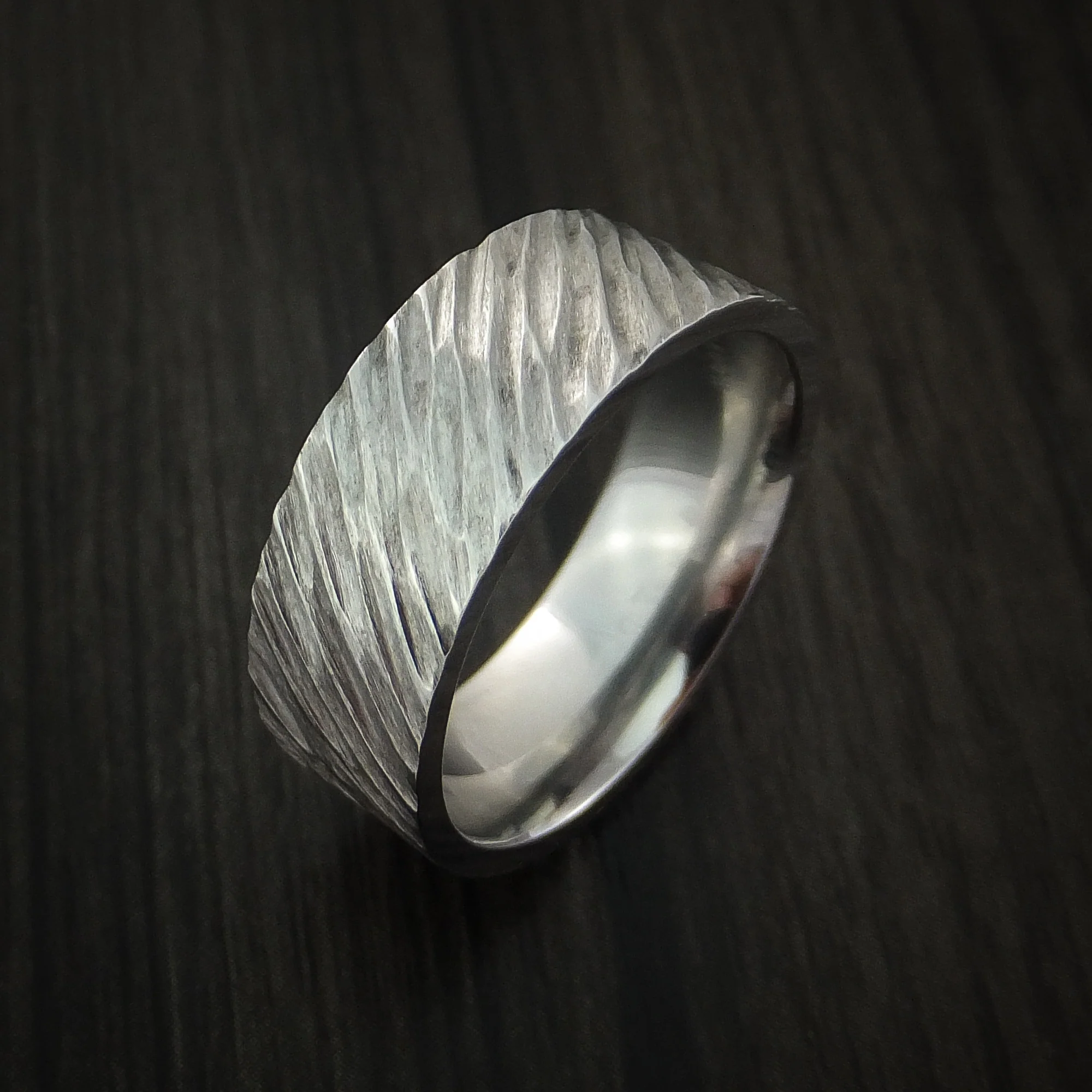 Inconel Tree Bark Band Unique Texture Men's Ring - Image 4