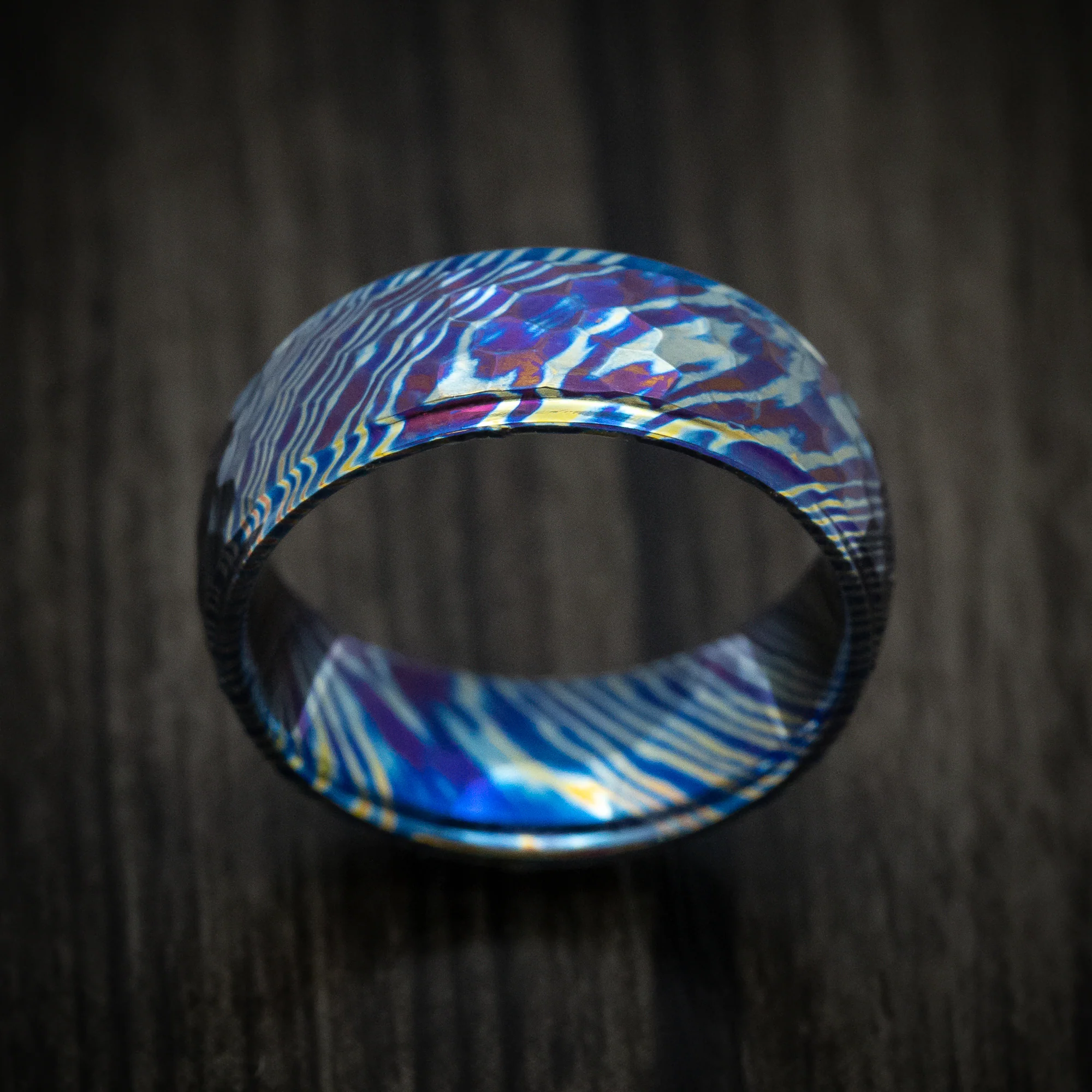 Kuro-Ti Heat-Treated Titanium Damascus Men's Ring Custom Made Band - Image 2