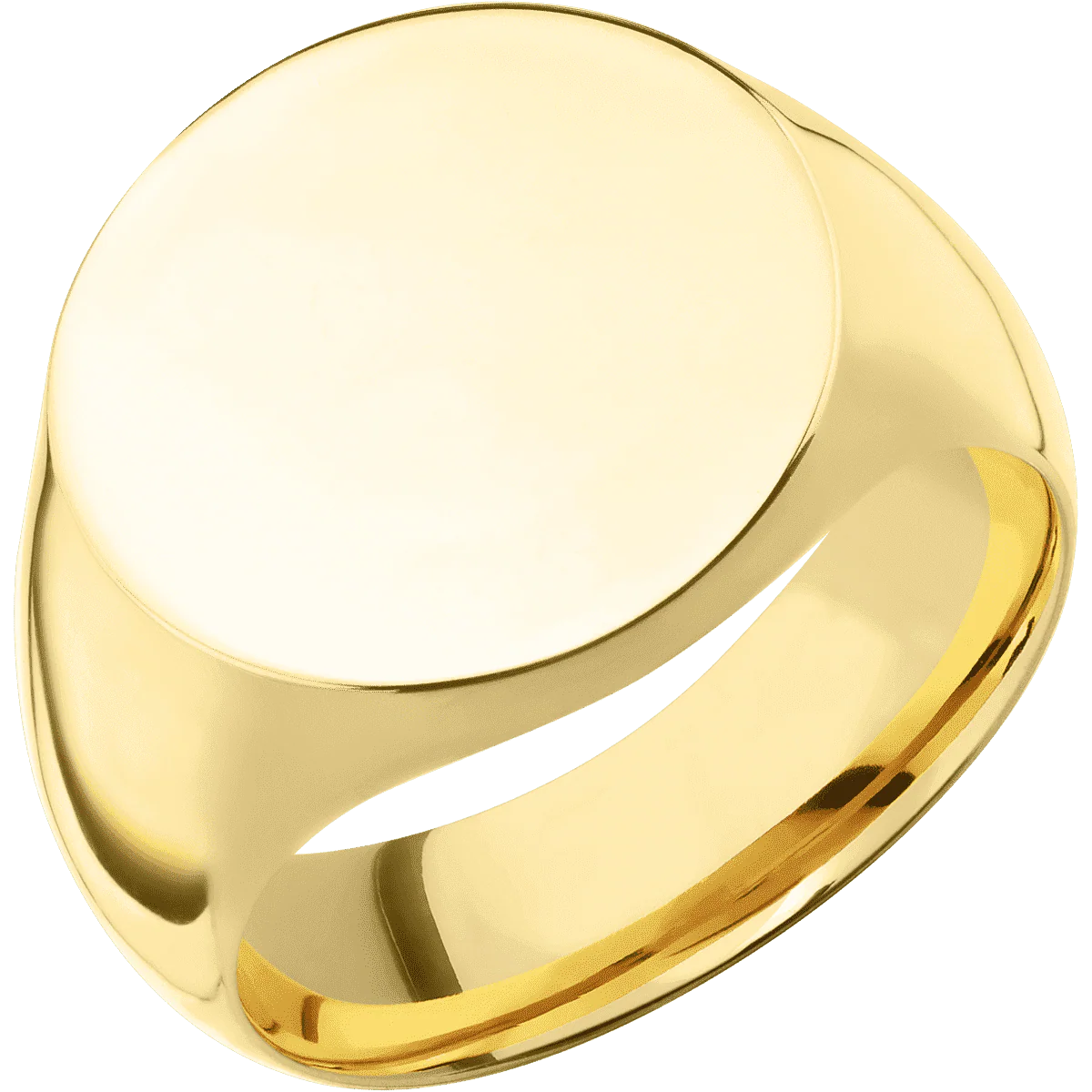 Large Circle signet ring (18mm) in 10K Yellow Gold, with a Wide style band. - Image 2