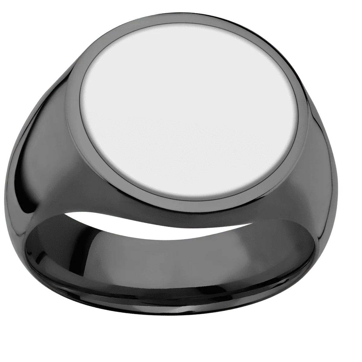 Large Circle signet ring (18mm) in Zirconium, with a Wide style band, a Platinum inlay. - Image 3