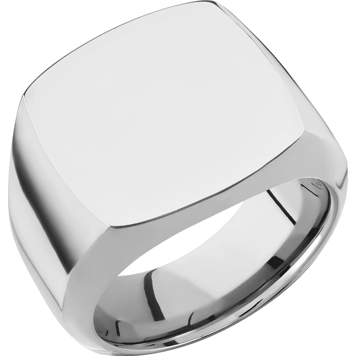 Large Cushion signet ring (18x18mm) in Titanium, with a Wide style band. - Image 2
