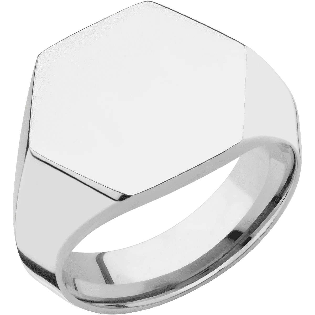 Large Hexagon signet ring (18.5x16mm) in Titanium, with a Wide style band. - Image 2