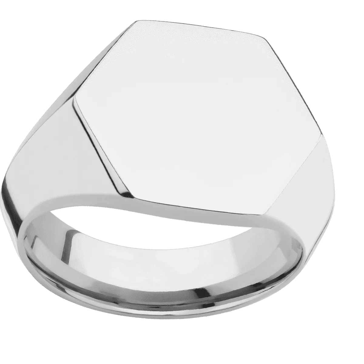 Large Hexagon signet ring (18.5x16mm) in Titanium, with a Wide style band. - Image 3