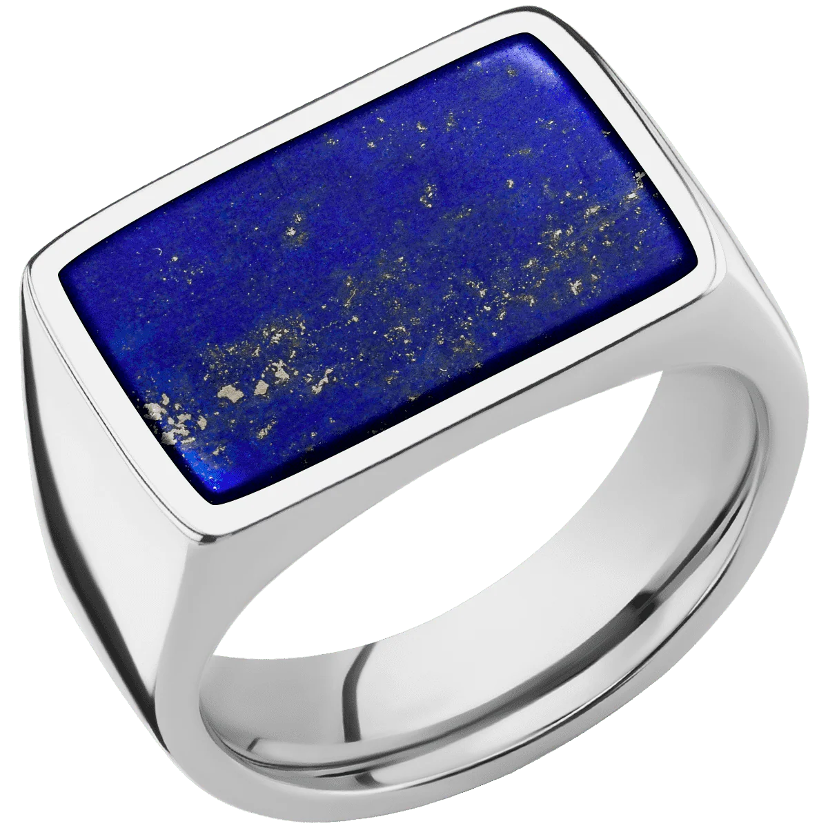 Large Horizontal Rectangle signet ring (20x14.5mm) in Cobalt Chrome, with a Wide style band, a Lapis inlay. - Image 2