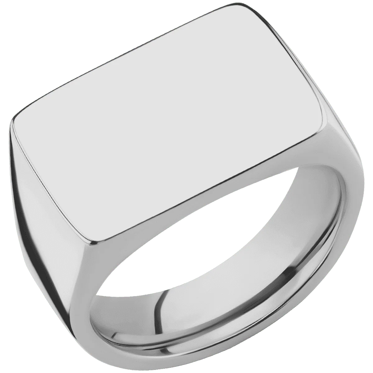Large Horizontal Rectangle signet ring (20x14.5mm) in Titanium, with a Wide style band. - Image 2