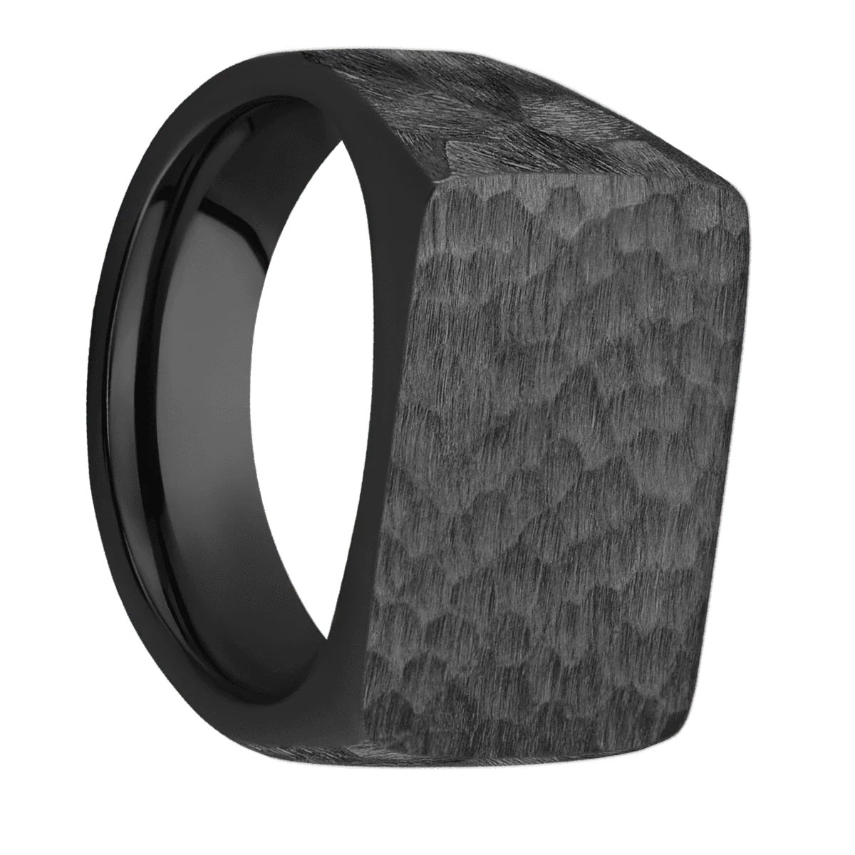 Large Horizontal Rectangle signet ring (20x14.5mm) in Zirconium, with a Wide style band.