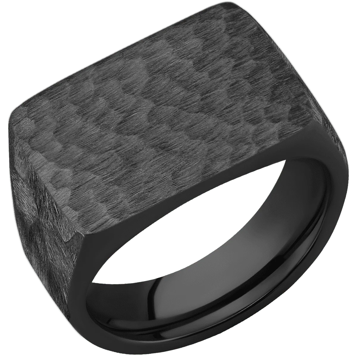 Large Horizontal Rectangle signet ring (20x14.5mm) in Zirconium, with a Wide style band. - Image 2