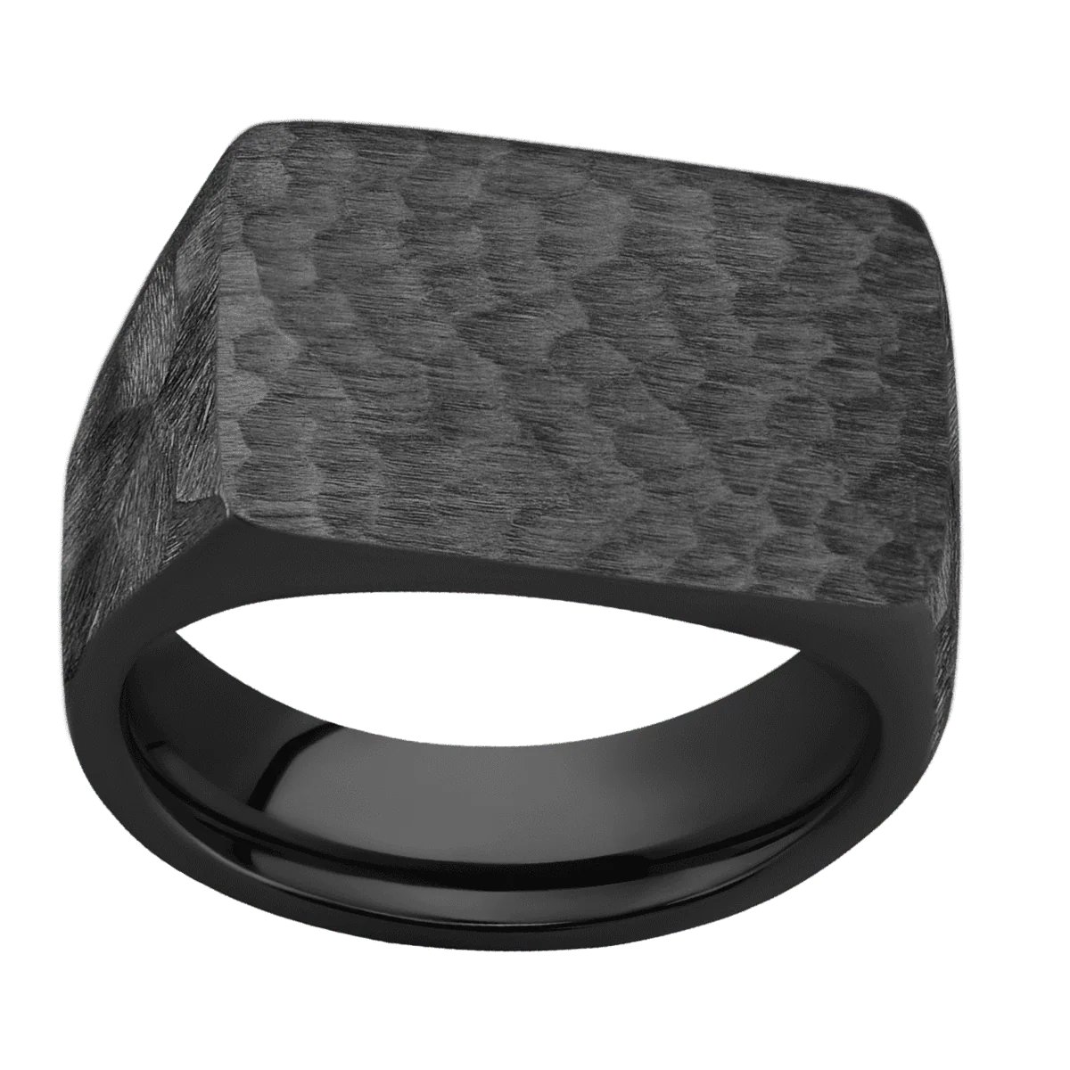 Large Horizontal Rectangle signet ring (20x14.5mm) in Zirconium, with a Wide style band. - Image 3