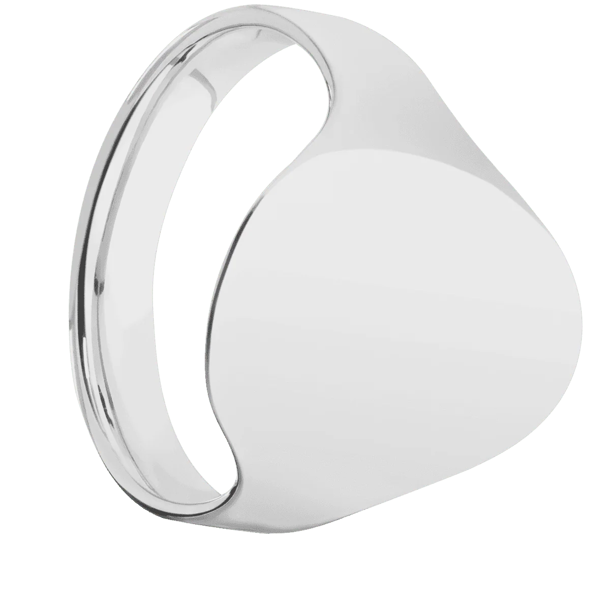 Large Oval signet ring (20x16mm) in Platinum, with a Cigar style band.
