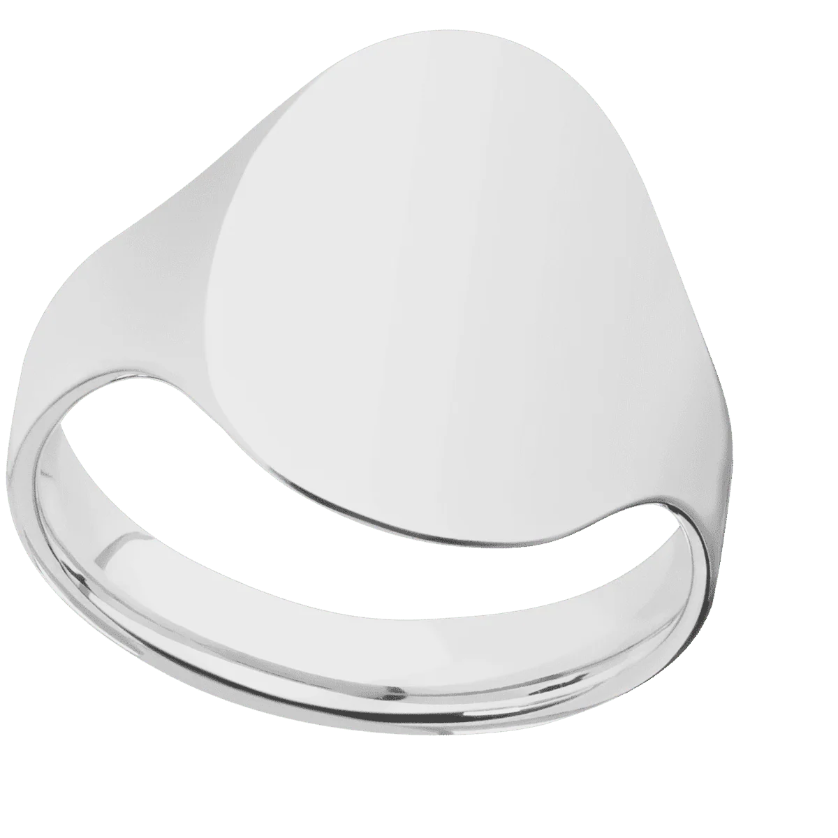 Large Oval signet ring (20x16mm) in Platinum, with a Cigar style band. - Image 3