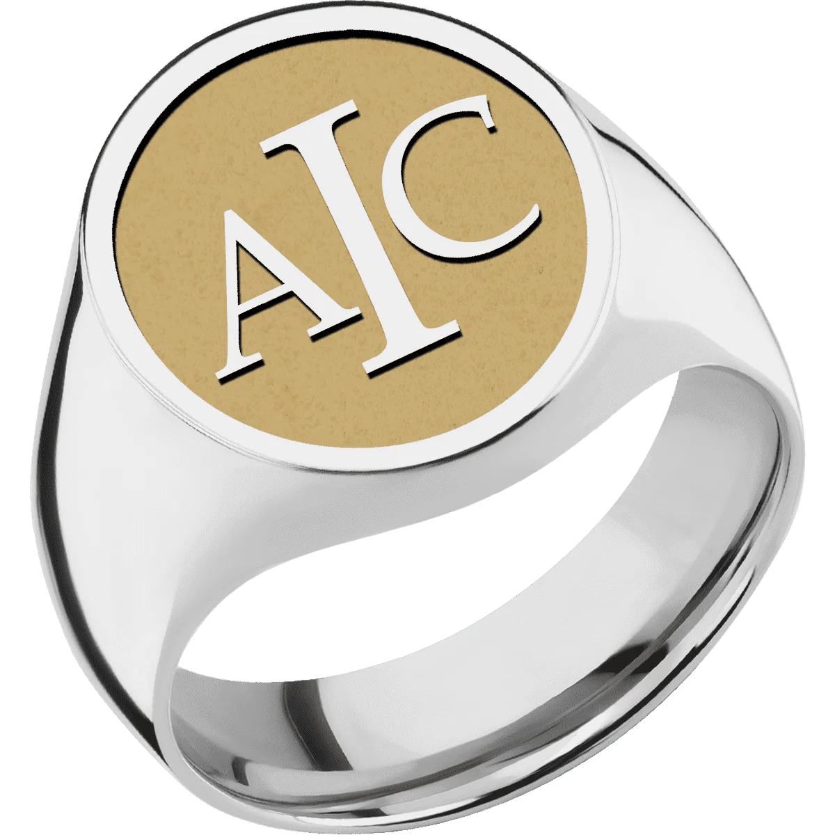 Large Oval signet ring (20x16mm) in Platinum, with a Wide style band and a Book Antiqua 3 Rev engraving. - Image 2