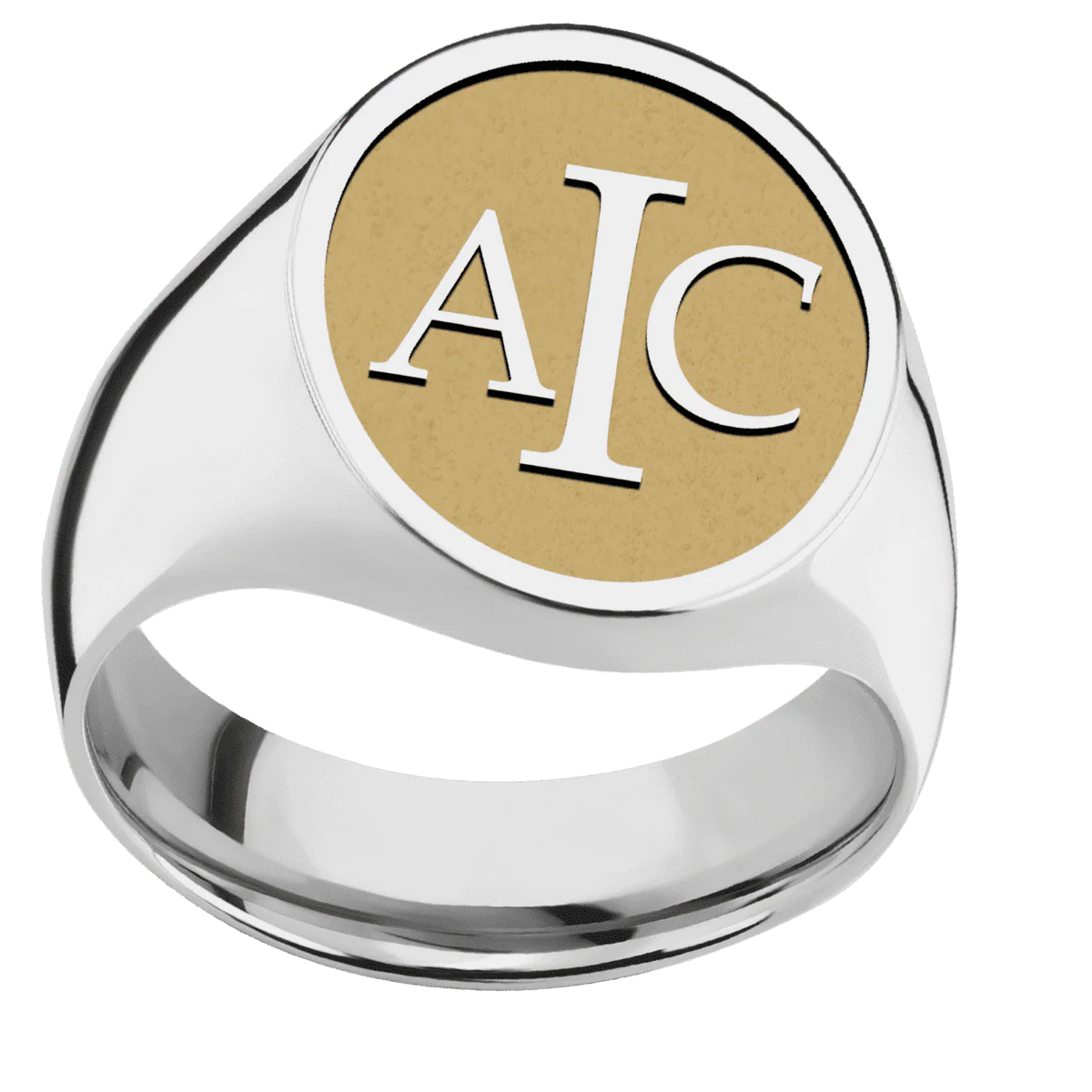 Large Oval signet ring (20x16mm) in Platinum, with a Wide style band and a Book Antiqua 3 Rev engraving. - Image 3