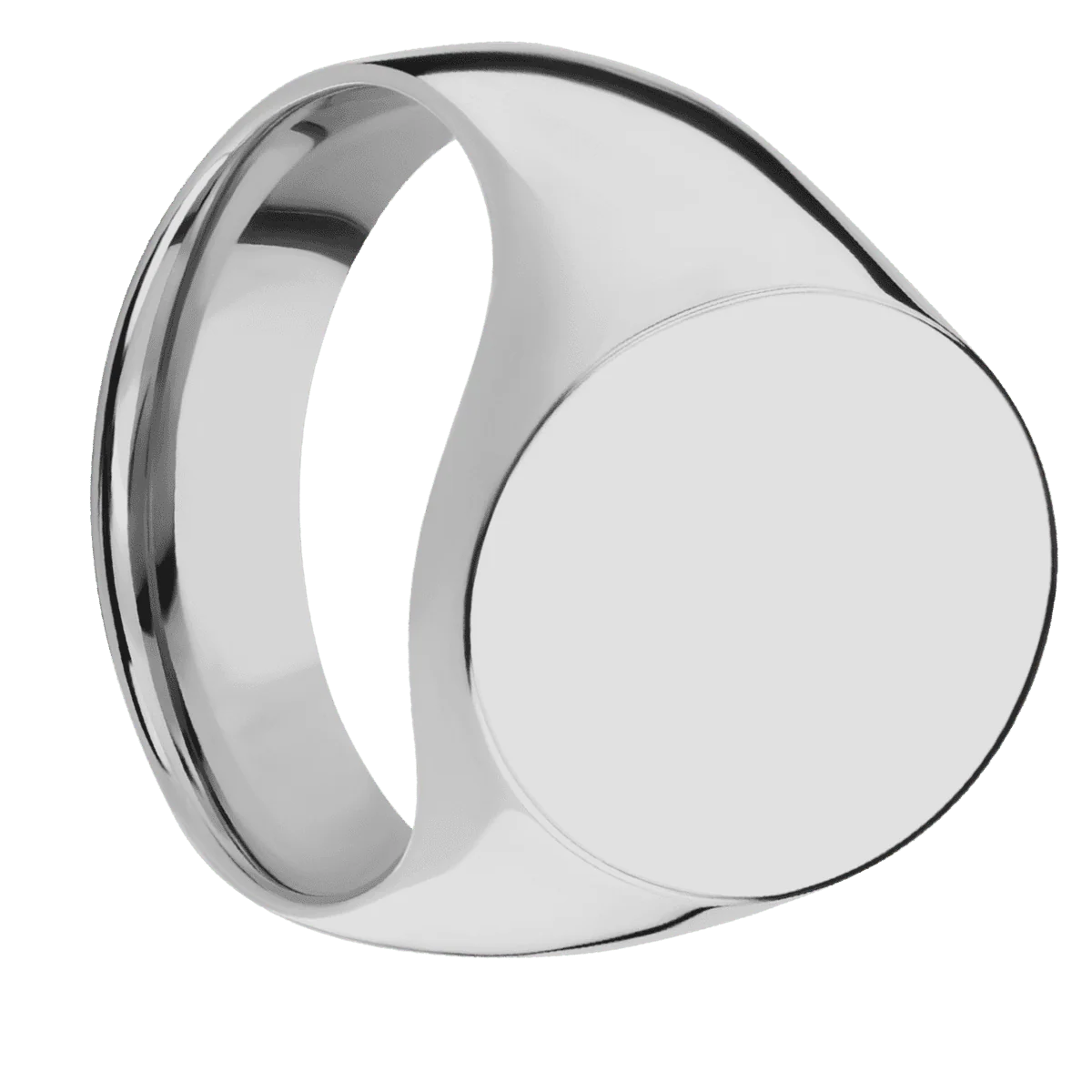 Large Oval signet ring (20x16mm) in Titanium, with a Wide style band.