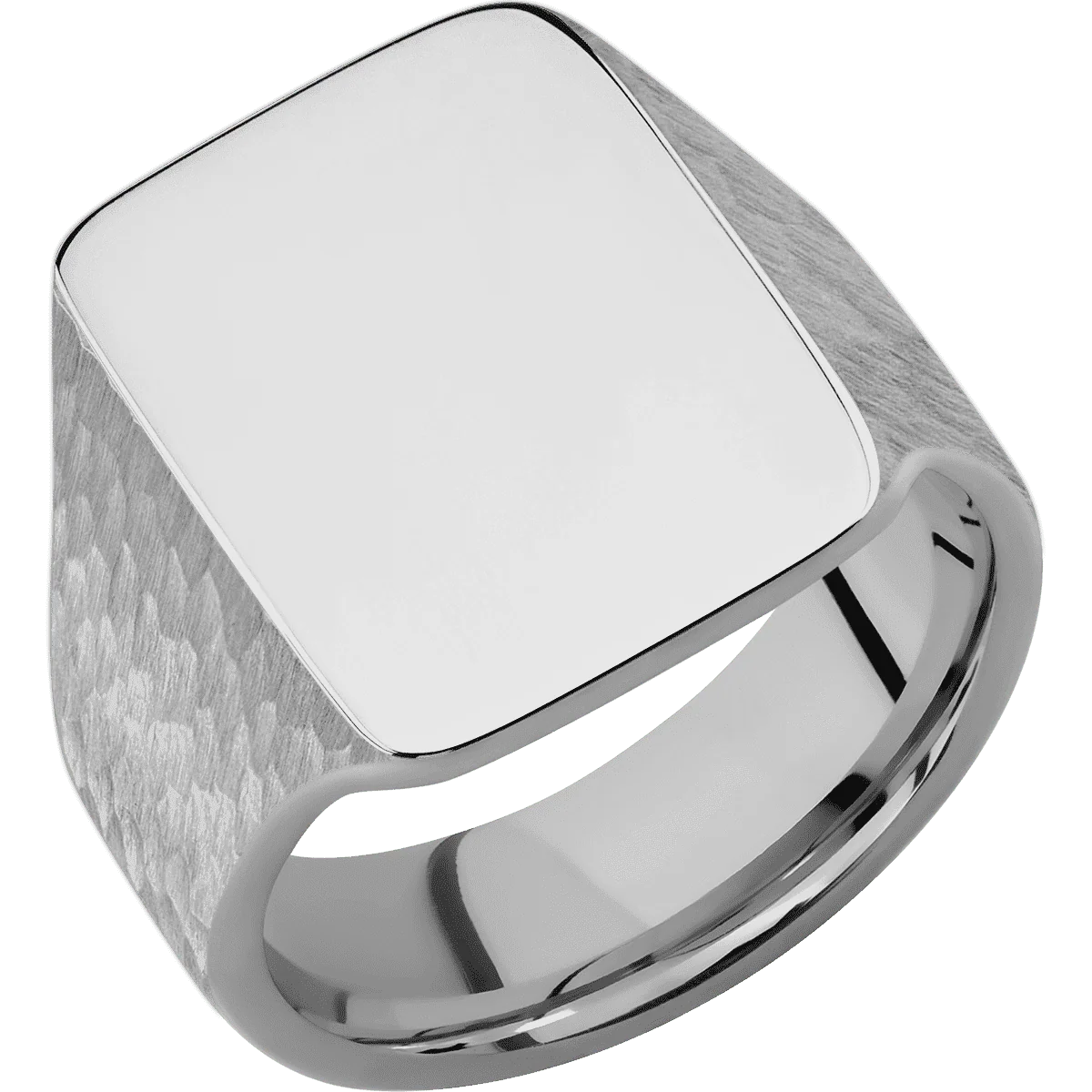Large Rectangle signet ring (20x14.5mm) in Titanium, with a Wide style band. - Image 2