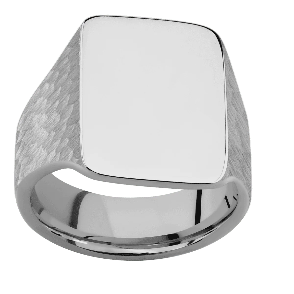 Large Rectangle signet ring (20x14.5mm) in Titanium, with a Wide style band. - Image 3
