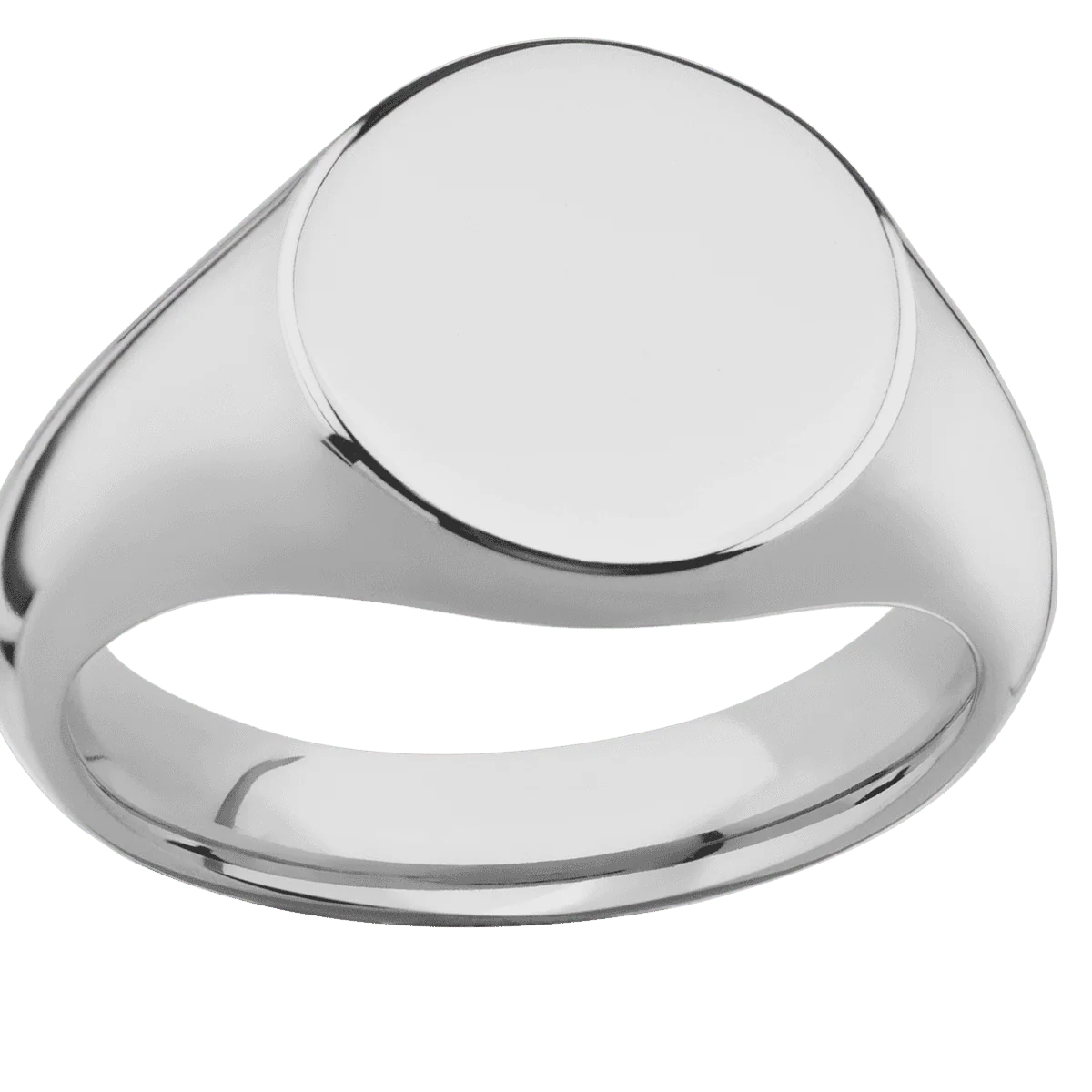 Medium Circle signet ring (14mm) in Titanium, with a Wide style band. - Image 3