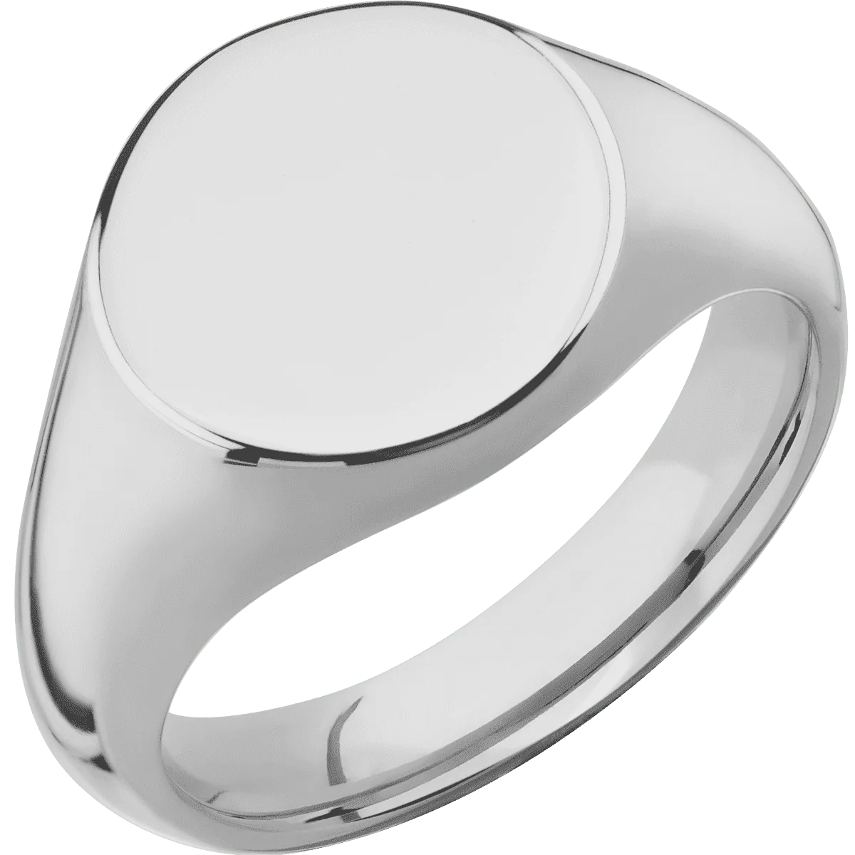 Medium Circle signet ring (14mm) in Titanium, with a Wide style band. - Image 2
