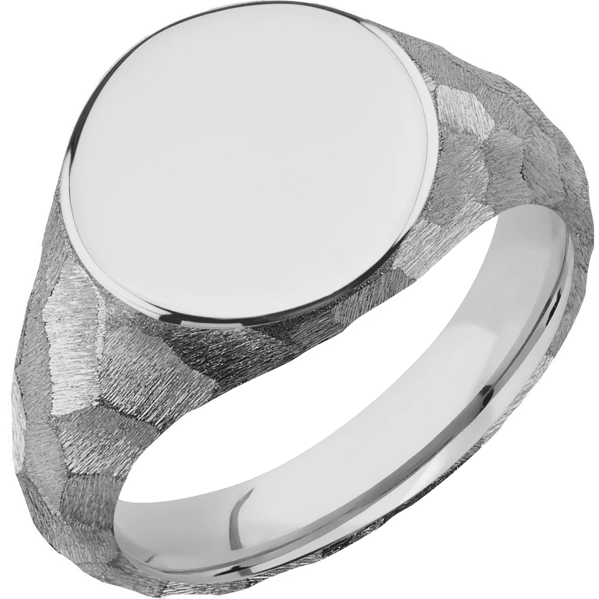 Medium Circle signet ring (14mm) in Titanium, with a Wide style band. - Image 2