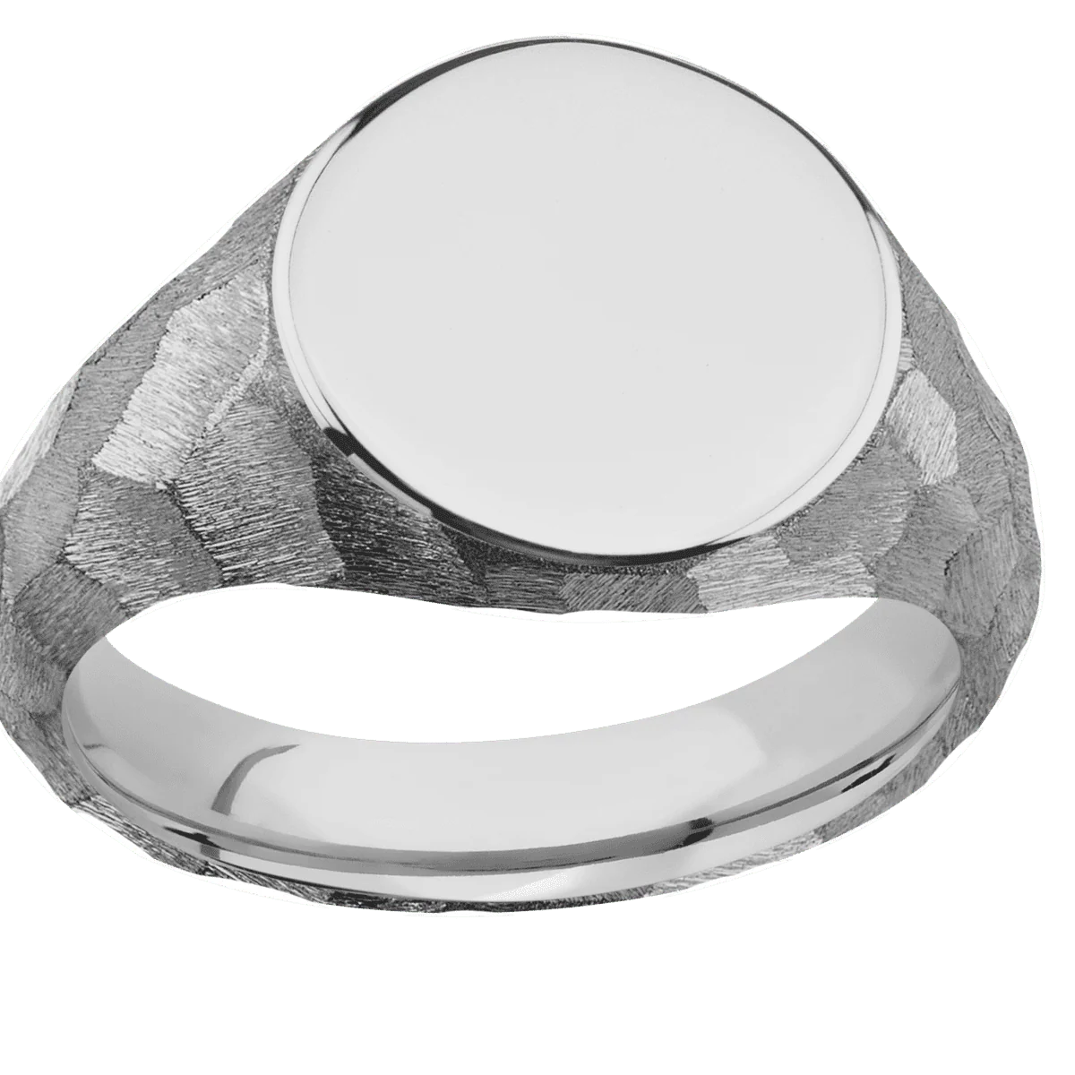 Medium Circle signet ring (14mm) in Titanium, with a Wide style band. - Image 3