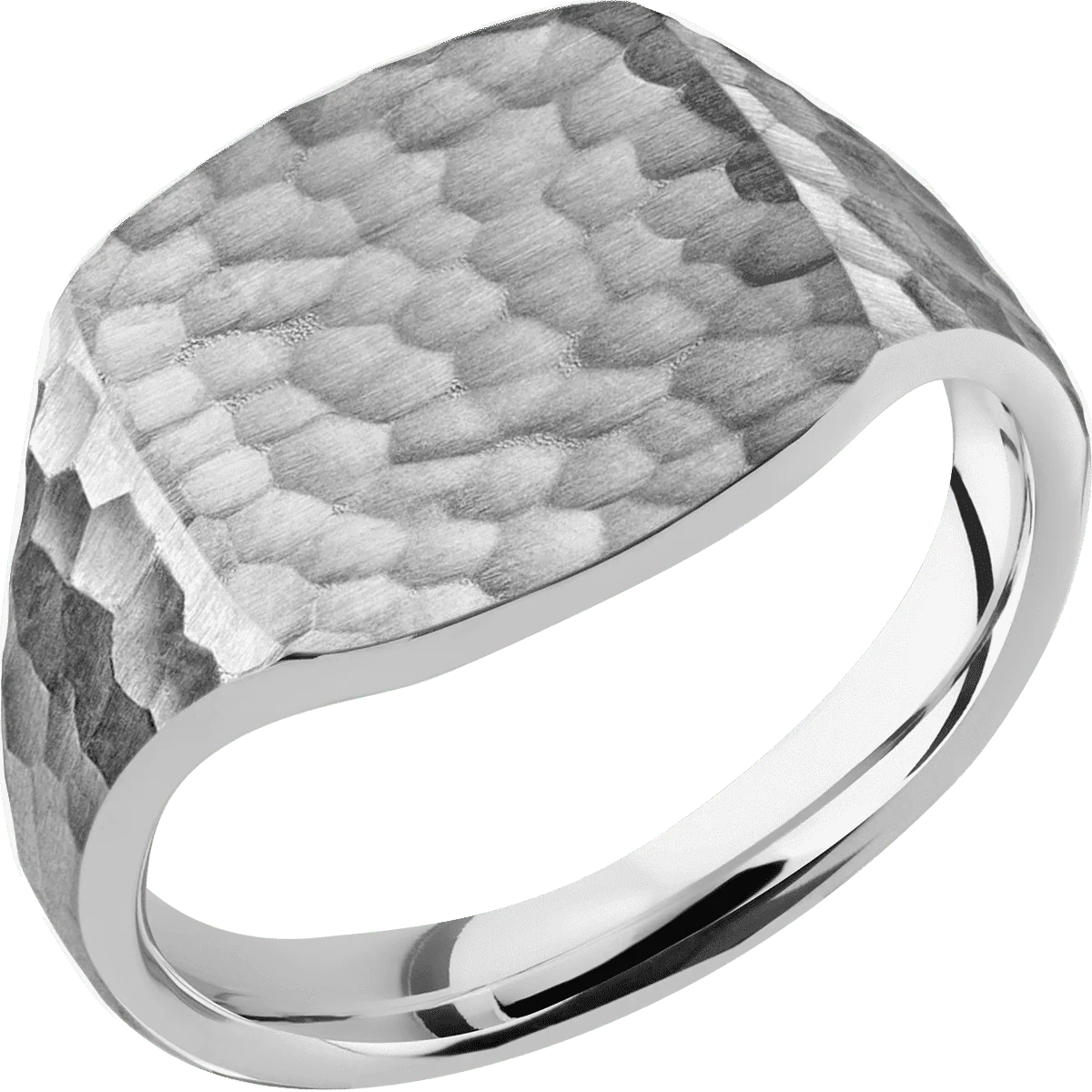 Medium Cushion signet ring (14x14mm) in Palladium Silver, with a Thin style band. - Image 2