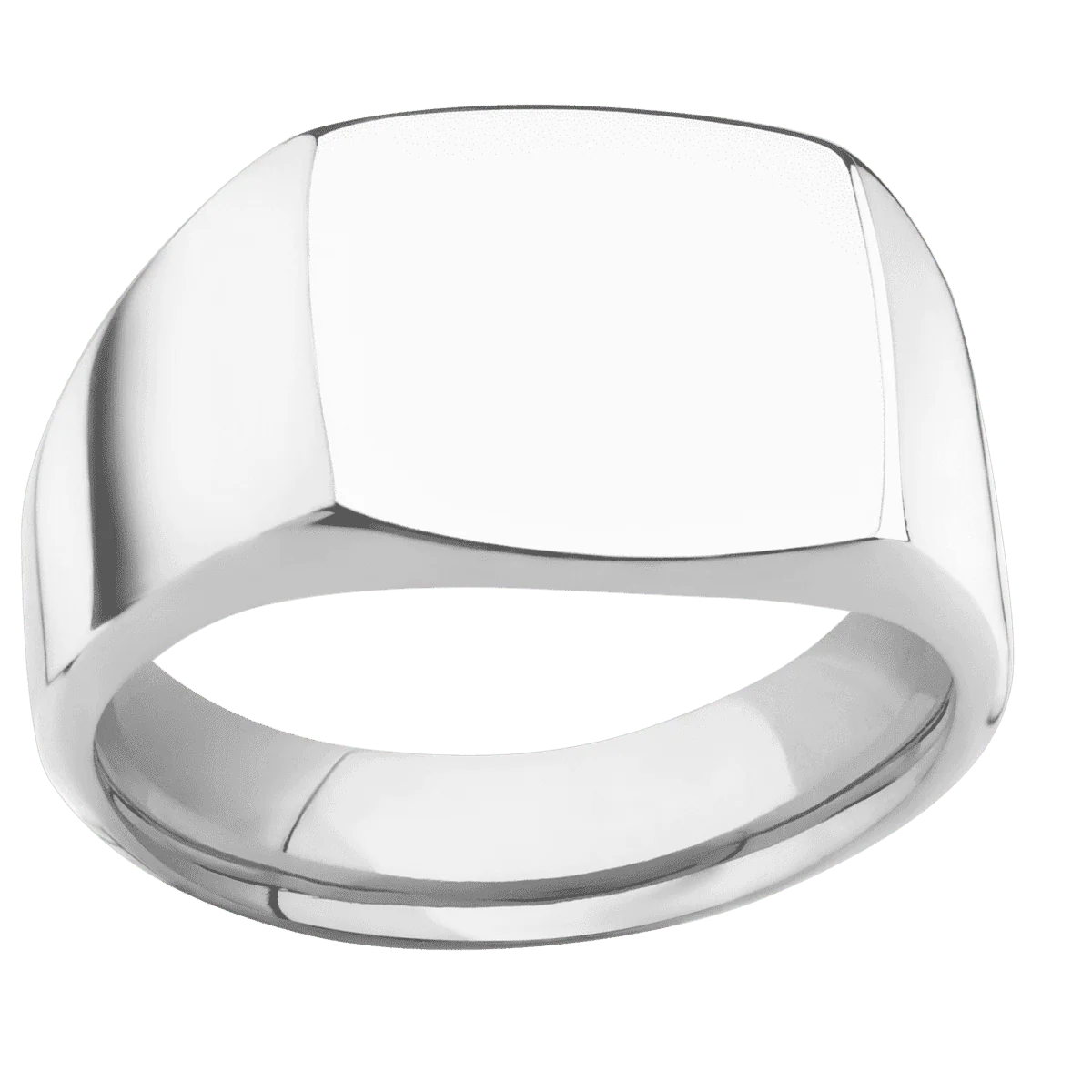 Medium Cushion signet ring (14x14mm) in Platinum, with a Wide style band. - Image 3
