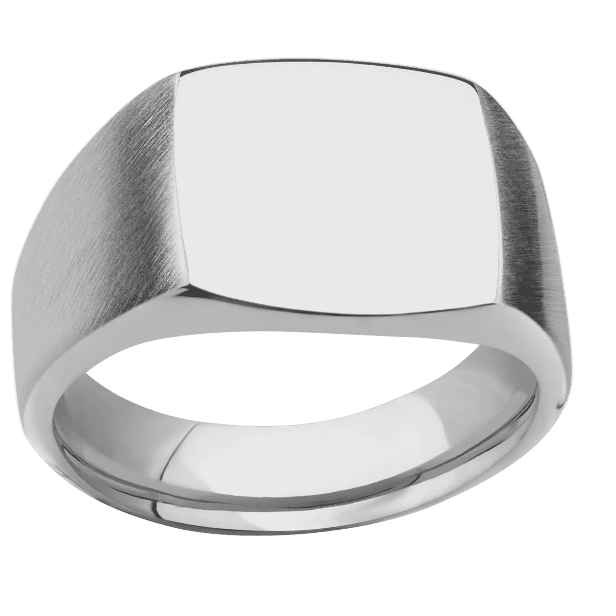 Medium Cushion signet ring (14x14mm) in Titanium, with a Wide style band. - Image 3