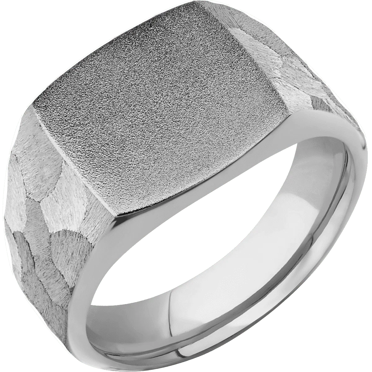 Medium Cushion signet ring (14x14mm) in Titanium, with a Wide style band. - Image 2