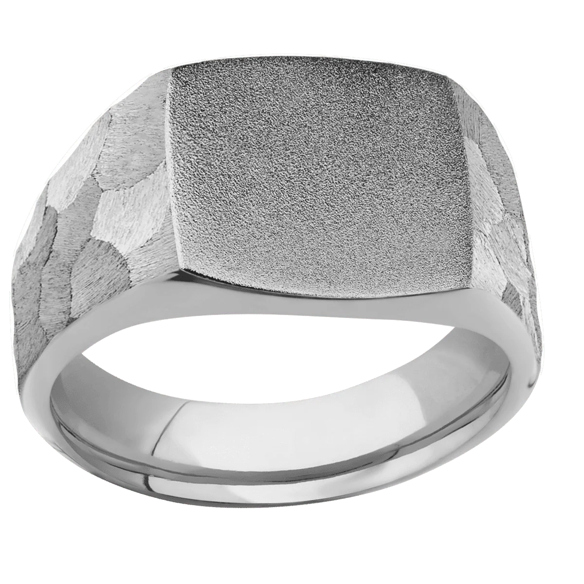 Medium Cushion signet ring (14x14mm) in Titanium, with a Wide style band. - Image 3