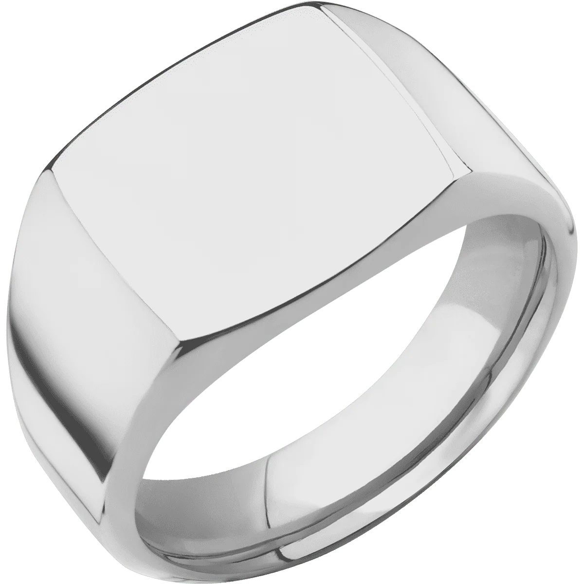 Medium Cushion signet ring (14x14mm) in Titanium, with a Wide style band. - Image 2
