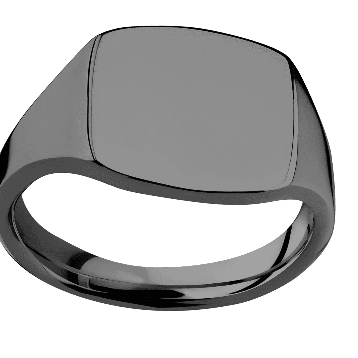 Medium Cushion signet ring (14x14mm) in Zirconium, with a Thin style band. - Image 3