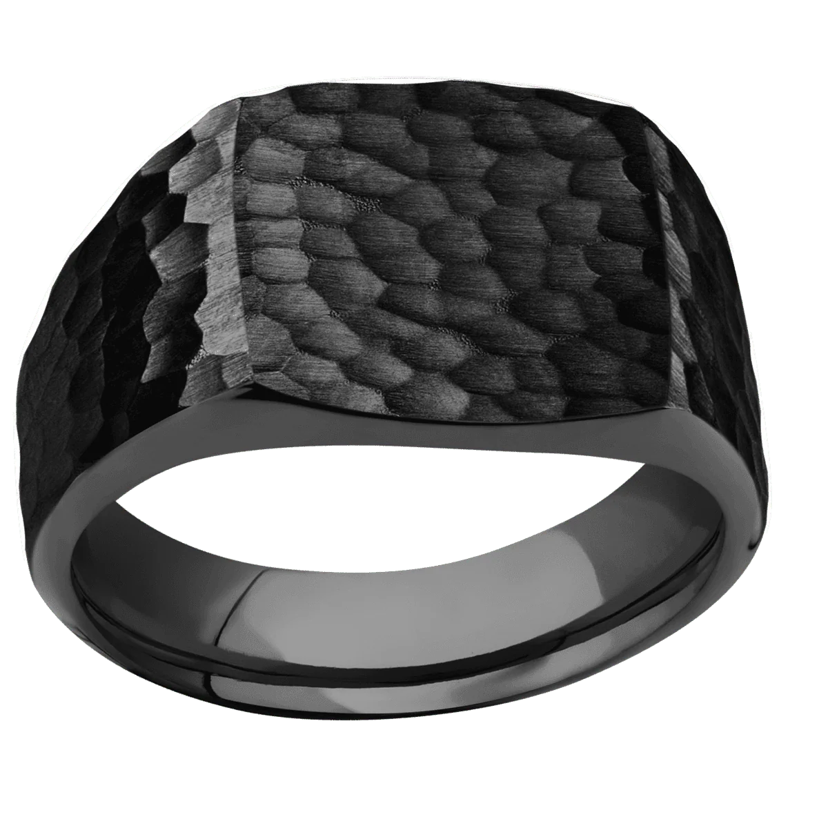 Medium Cushion signet ring (14x14mm) in Zirconium, with a Wide style band. - Image 3