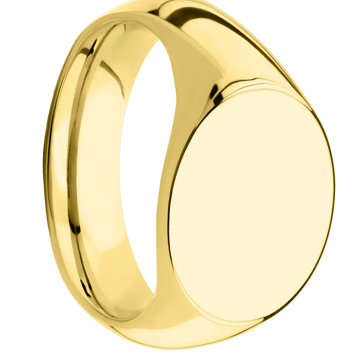 Medium Horizontal Oval signet ring (16x13mm) in 10K Yellow Gold, with a Wide style band.