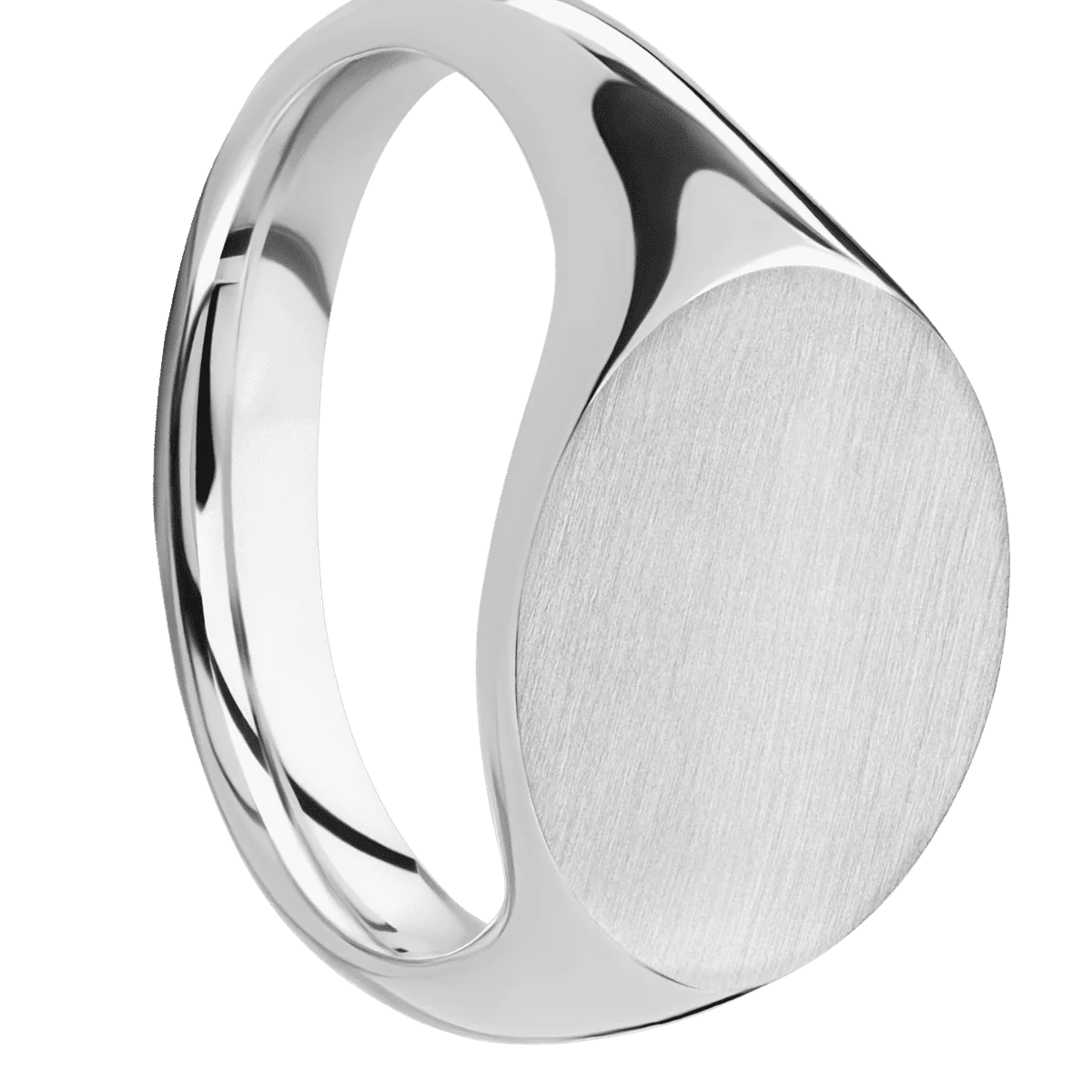 Medium Horizontal Oval signet ring (16x13mm) in Platinum, with a Thin style band.