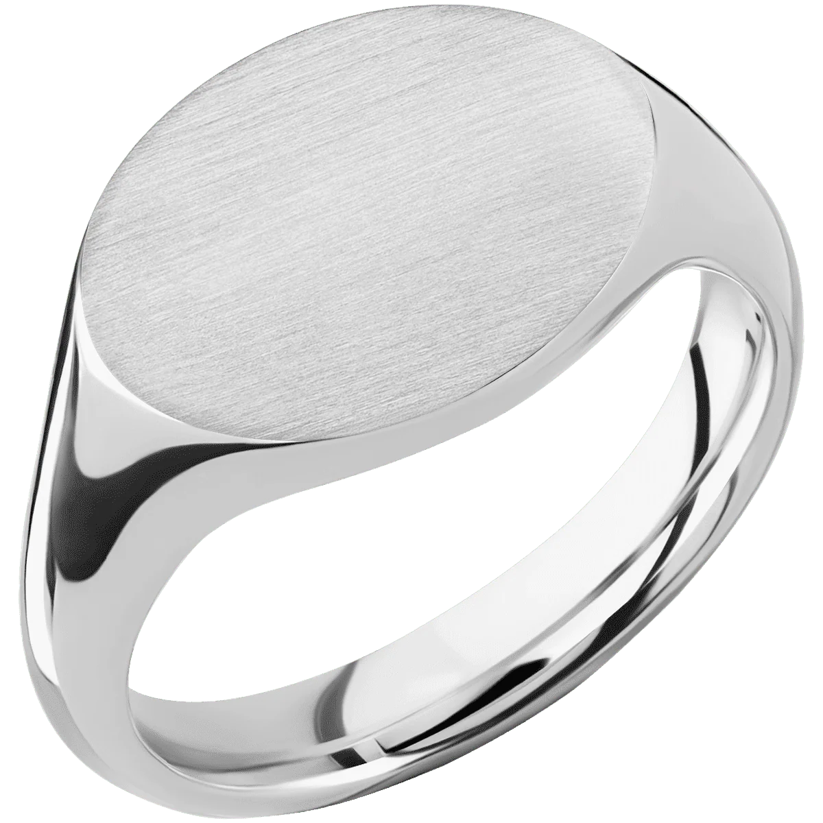 Medium Horizontal Oval signet ring (16x13mm) in Platinum, with a Thin style band. - Image 2