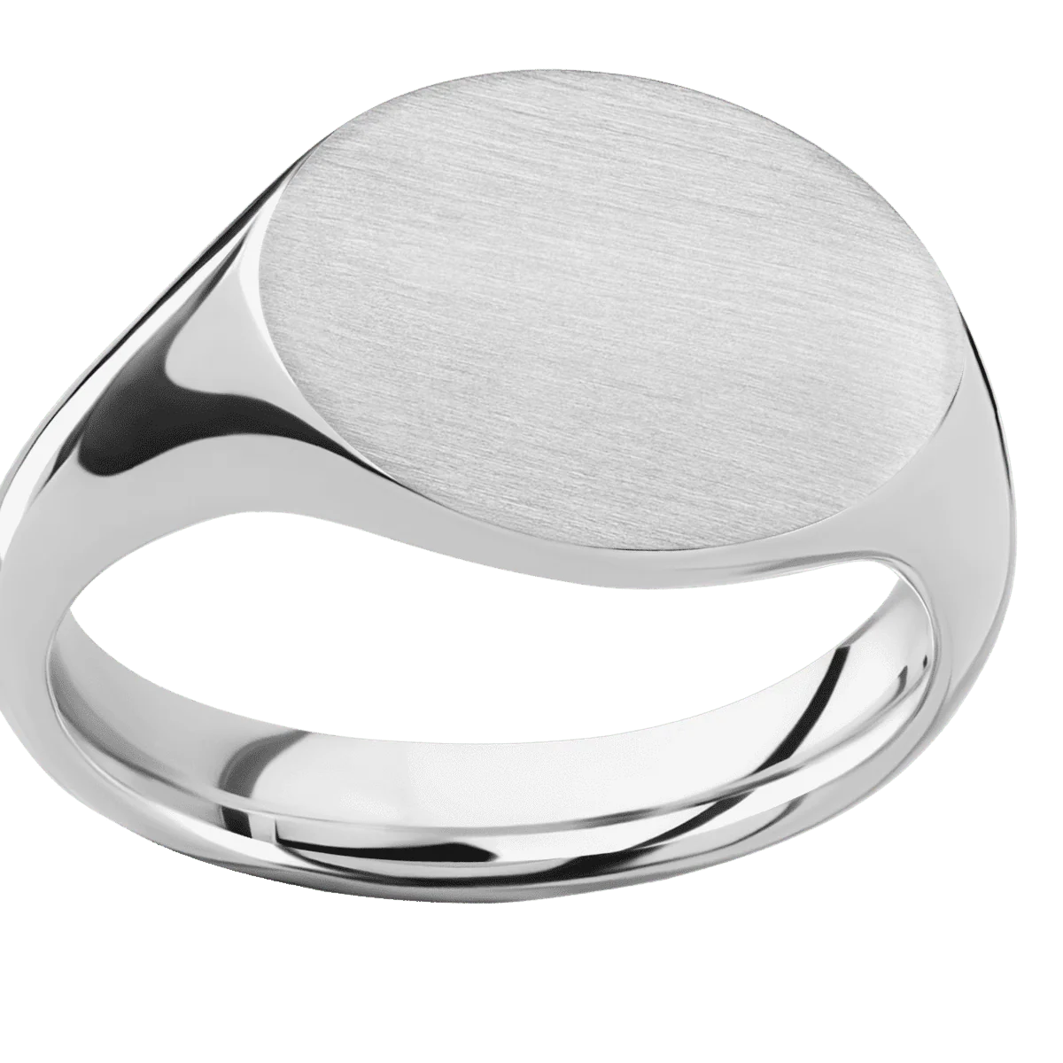 Medium Horizontal Oval signet ring (16x13mm) in Platinum, with a Thin style band. - Image 3