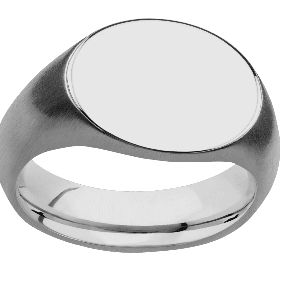 Medium Horizontal Oval signet ring (16x13mm) in Titanium, with a Wide style band. - Image 3