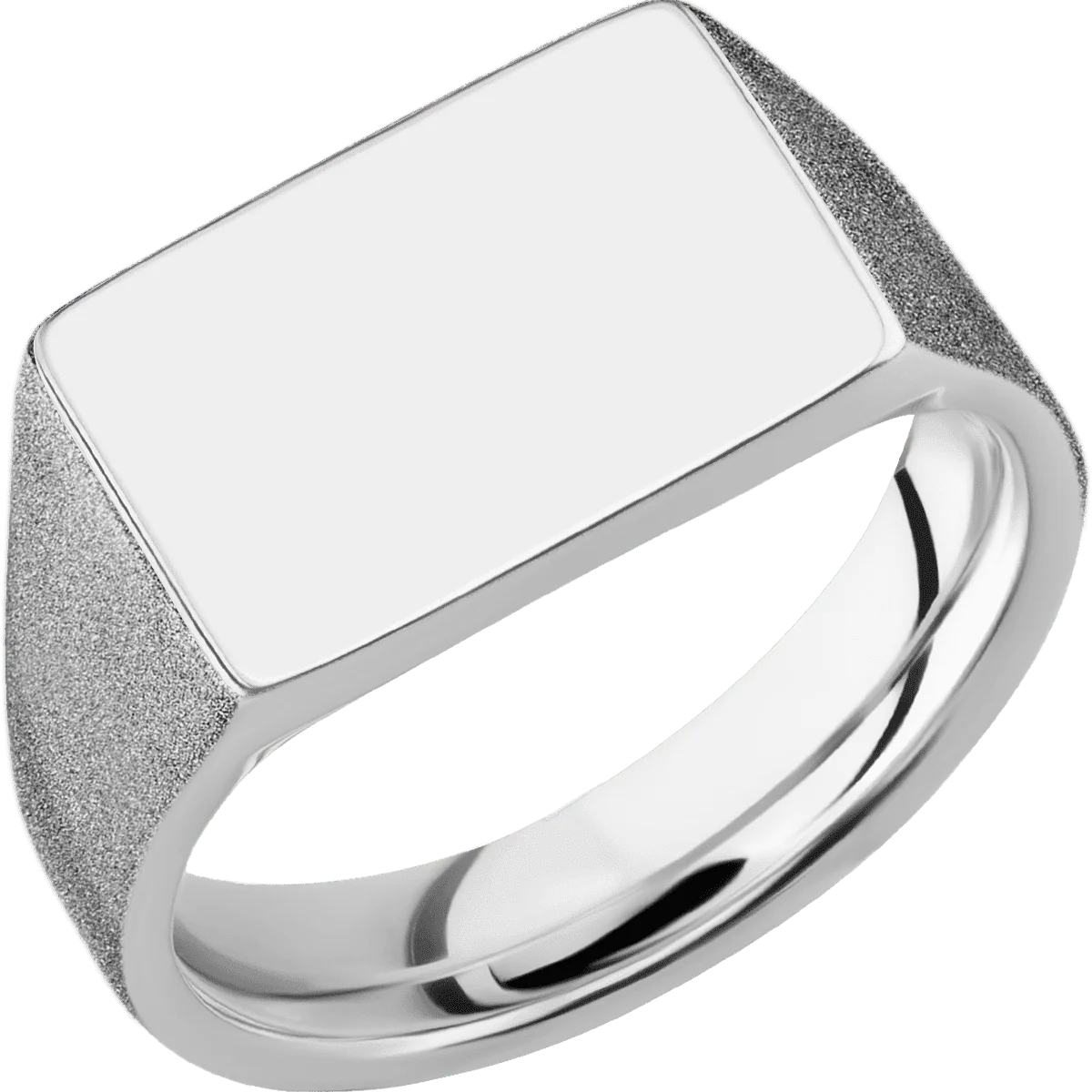 Medium Horizontal Rectangle signet ring (16x11.5mm) in Cobalt Chrome, with a Wide style band. - Image 2
