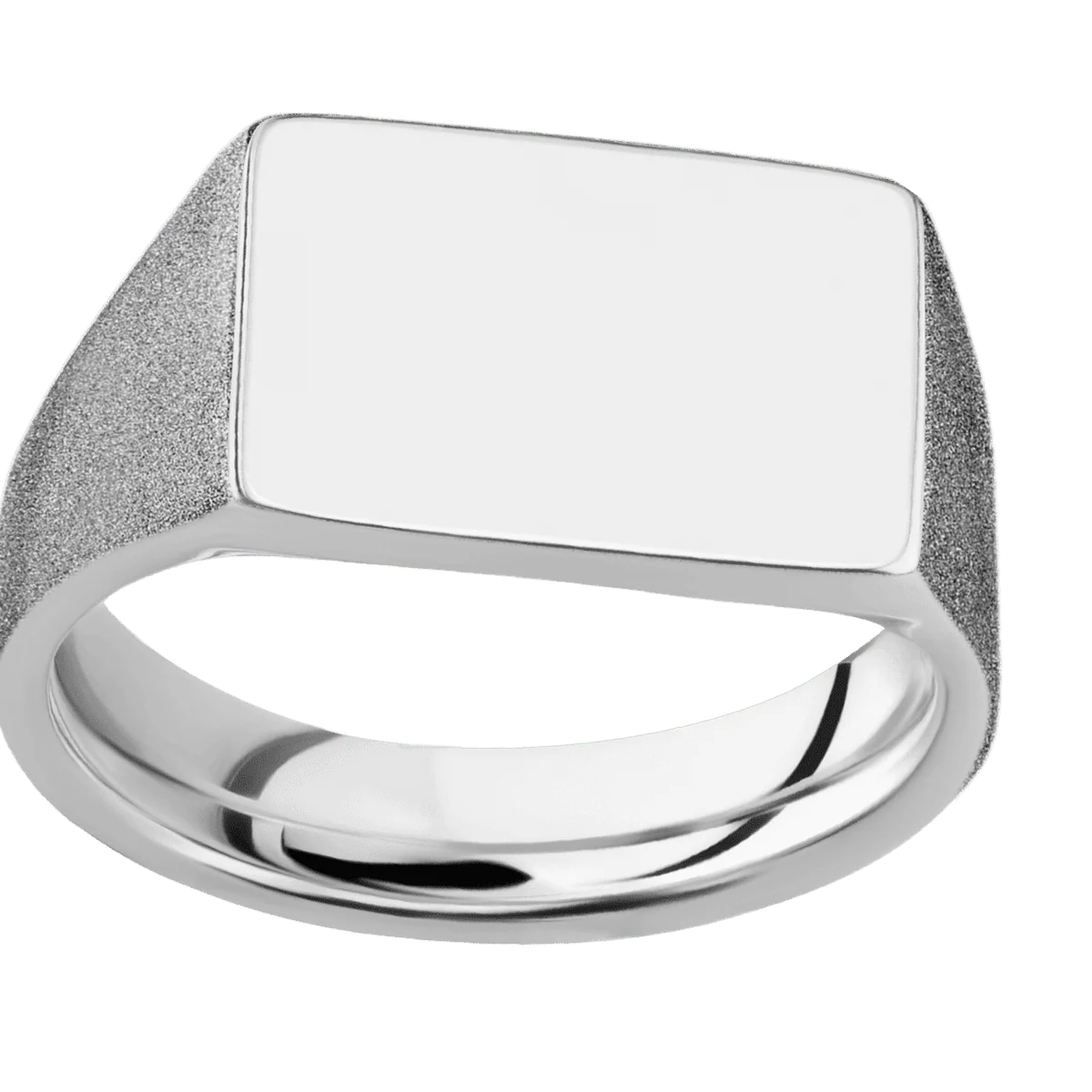Medium Horizontal Rectangle signet ring (16x11.5mm) in Cobalt Chrome, with a Wide style band. - Image 3