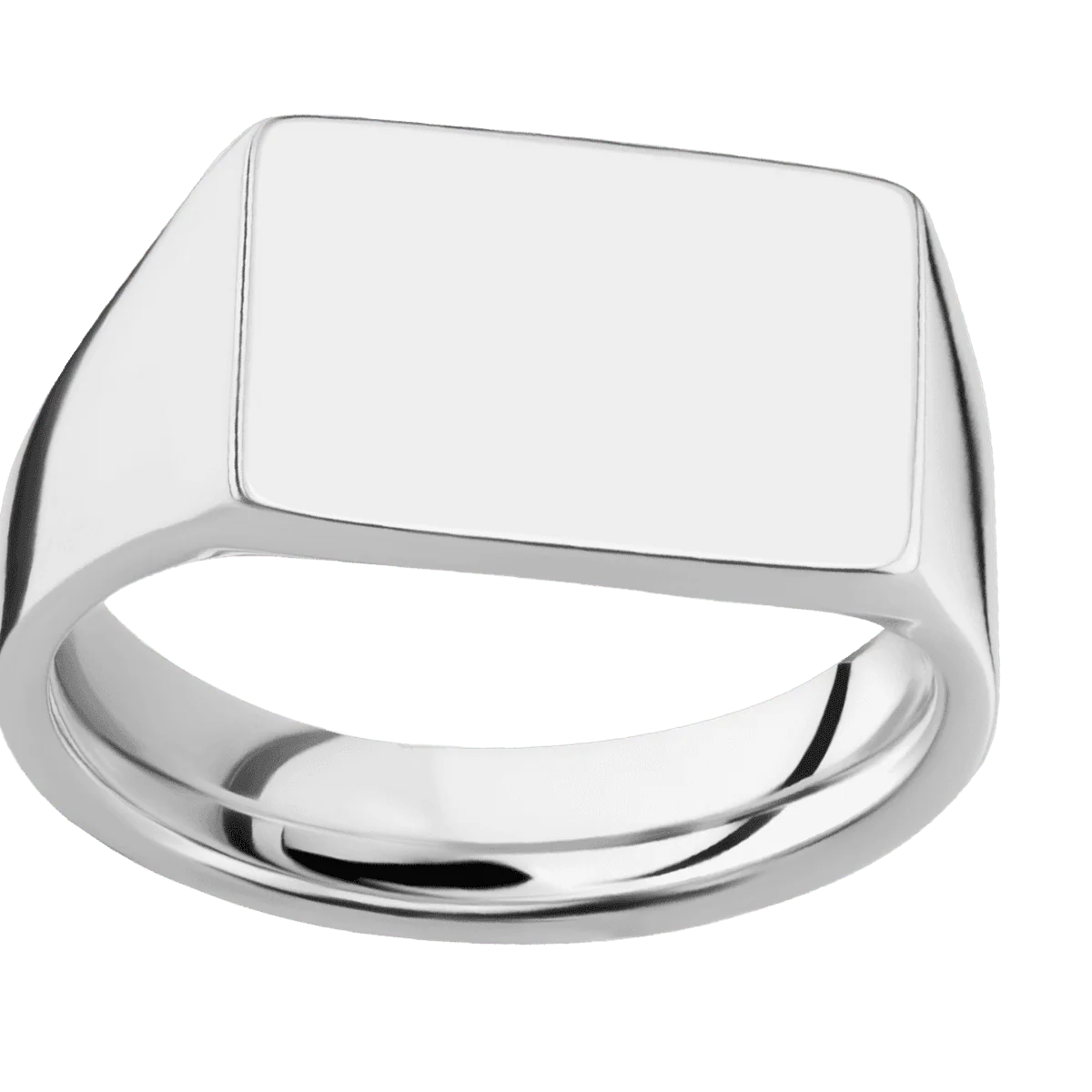 Medium Horizontal Rectangle signet ring (16x11.5mm) in Palladium Silver, with a Wide style band. - Image 3