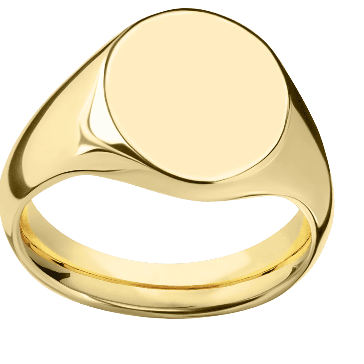 Medium Oval signet ring (16x13mm) in 18K Yellow Gold, with a Wide style band. - Image 3