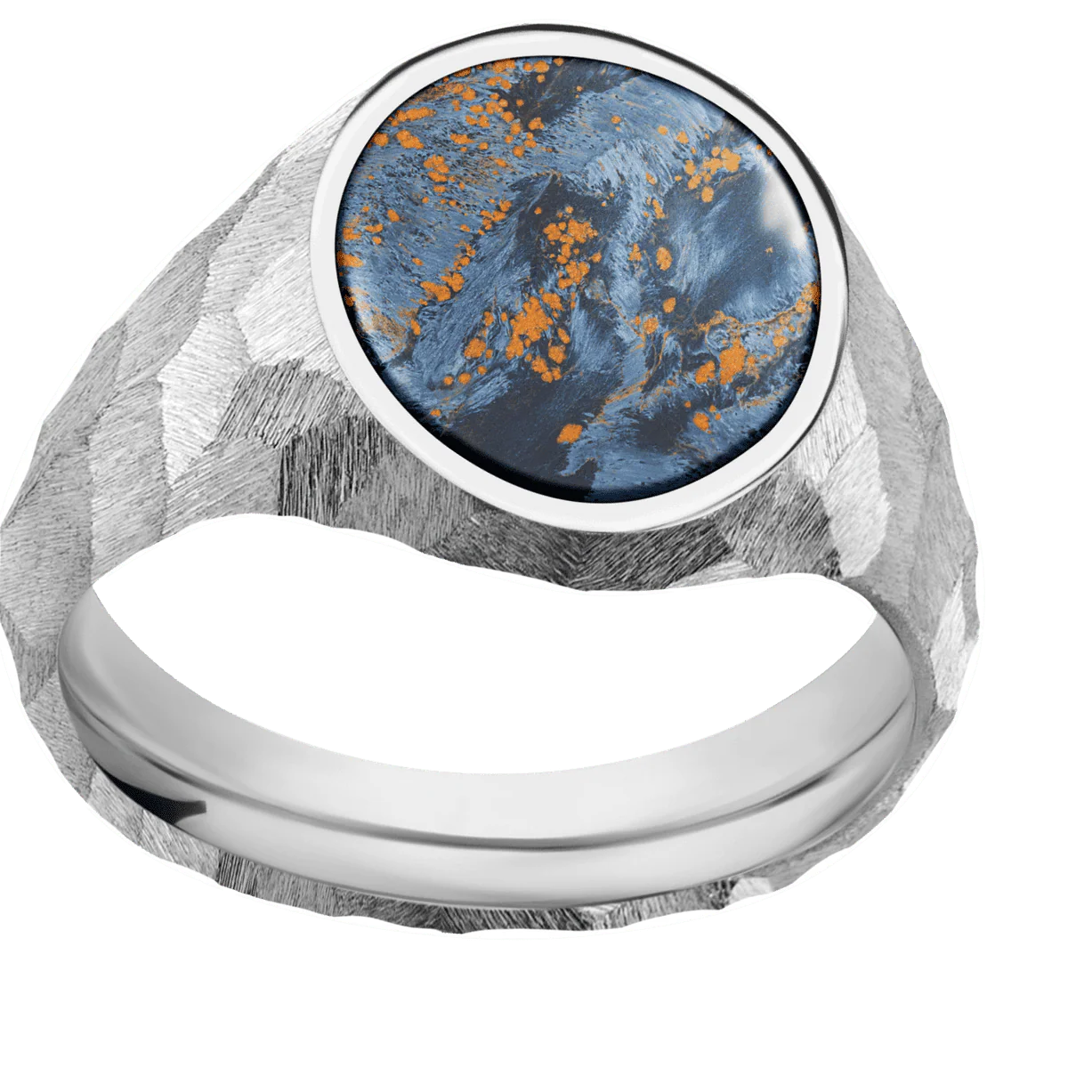 Medium Oval signet ring (16x13mm) in Cobalt Chrome, with a Wide style band, a Pietersite inlay. - Image 3