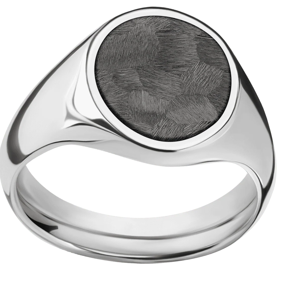 Medium Oval signet ring (16x13mm) in Cobalt Chrome, with a Wide style band, a Tantalum Noir inlay. - Image 3