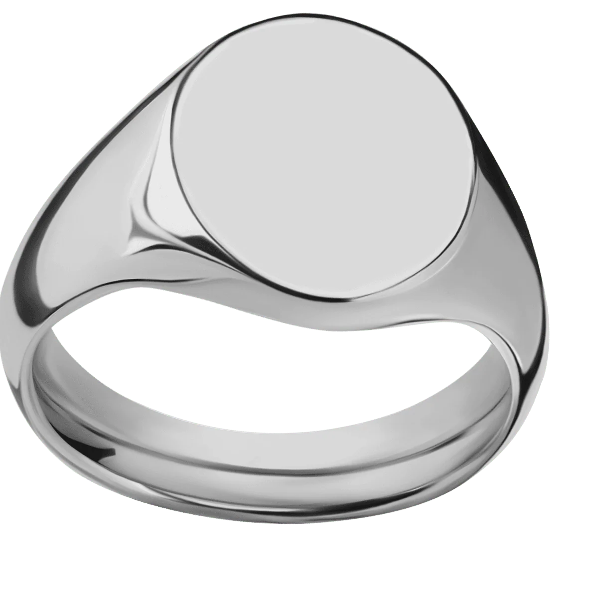 Medium Oval signet ring (16x13mm) in Titanium, with a Wide style band. - Image 3