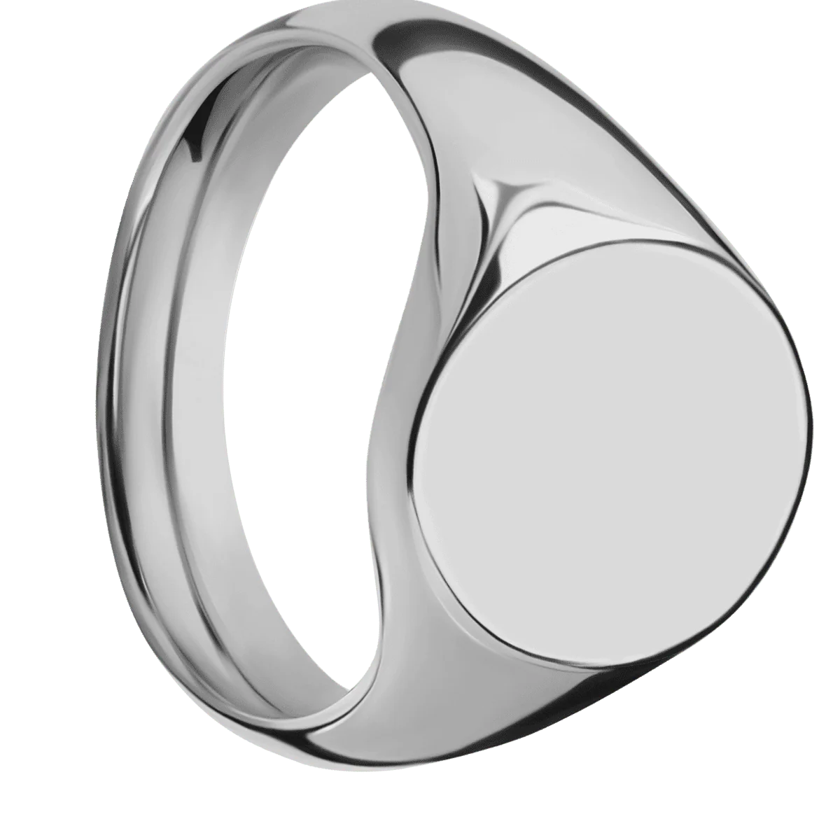 Medium Oval signet ring (16x13mm) in Titanium, with a Wide style band.
