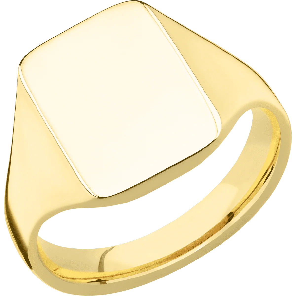 Medium Rectangle signet ring (16x11.5mm) in 14K Yellow Gold, with a Thin style band. - Image 2